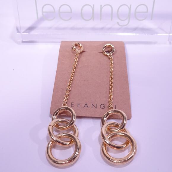 Lee Angel Women's Interlocking Chunky Ring Chain Earrings NWT 68 - Picture 2 of 4